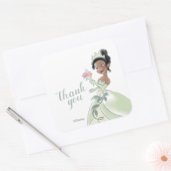 Princess_Tiana___Watercolor_Birthday_Thank_You_Square_Sticker_4 Princess Tiana Watercolor Birthday Thank You Square Sticker