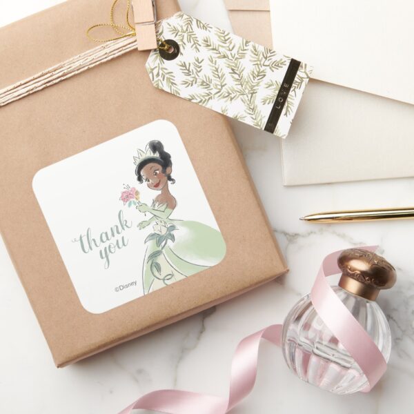 Princess_Tiana___Watercolor_Birthday_Thank_You_Square_Sticker_6 Princess Tiana Watercolor Birthday Thank You Square Sticker
