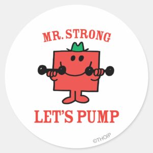 Pumping Iron With Mr. Strong Classic Round Sticker