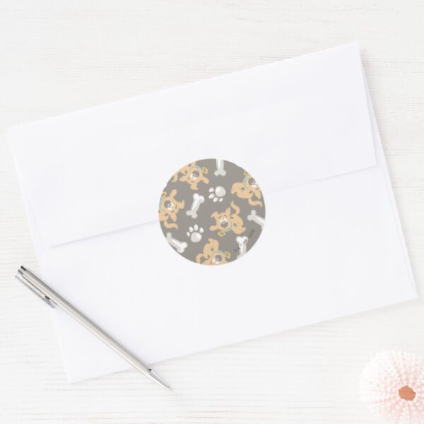 Puppy_Scooby-Doo_Bone_&_Paw_Print_Pattern_Classic_Round_Sticker_3 Puppy Scooby Doo Bone Paw Print Pattern Classic Round Sticker