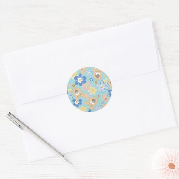 Puppy_Scooby-Doo_Flower_Pattern_Classic_Round_Sticker_3 Puppy Scooby Doo Flower Pattern Classic Round Sticker