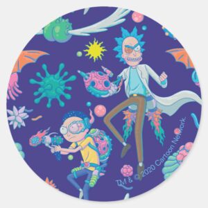 RICK AND MORTY™ Among Infected Cells Pattern Classic Round Sticker