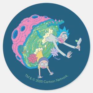 RICK AND MORTY™ Falling From Infected Portal Classic Round Sticker