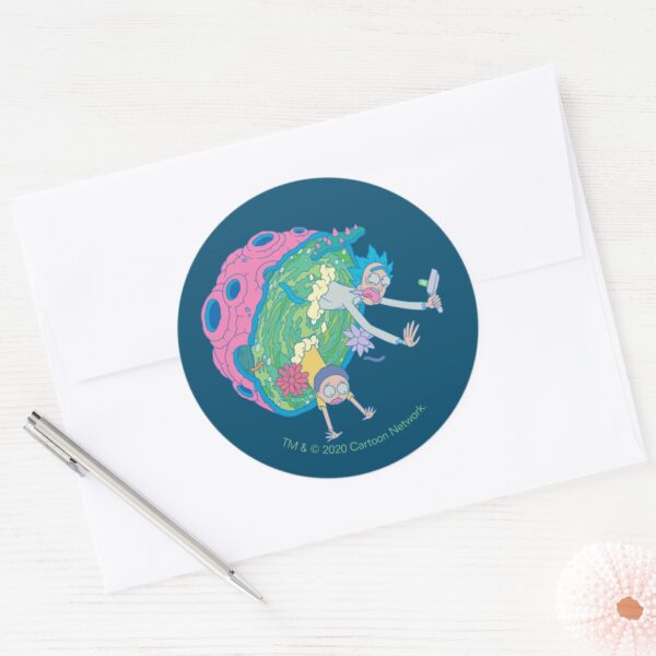 RICK_AND_MORTY™___Falling_From_Infected_Portal_Classic_Round_Sticker_3 RICK AND MORTY™ Falling From Infected Portal Classic Round Sticker