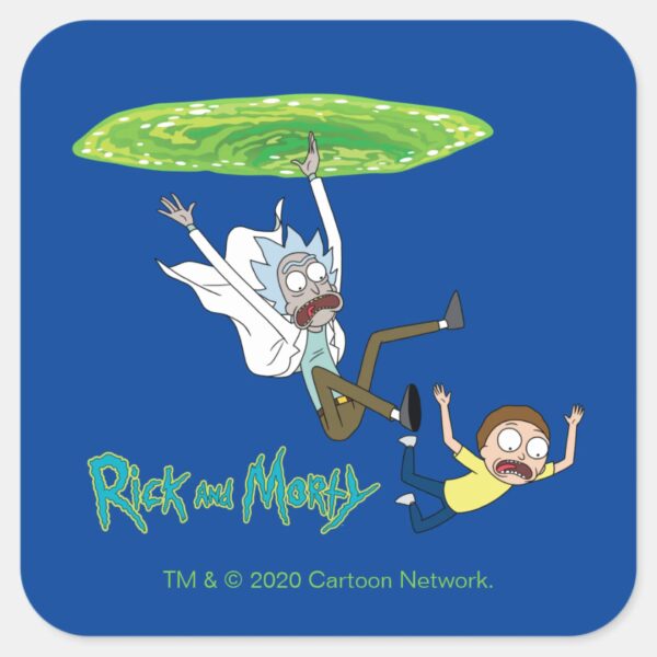 RICK_AND_MORTY™___Falling_Out_Of_Portal_Square_Sticker_1 RICK AND MORTY™ Falling Out Of Portal Square Sticker