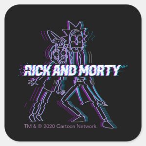 RICK AND MORTY™ Glitched Rick And Morty Square Sticker