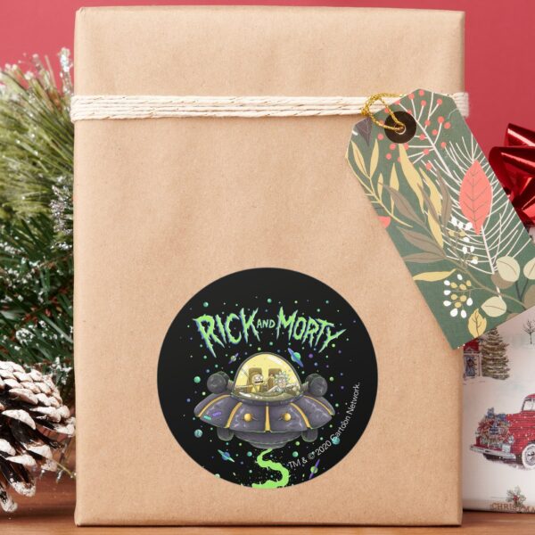 RICK_AND_MORTY™___Illustrated_Space_Flight_Graphic_Classic_Round_Sticker_5 RICK AND MORTY™ Illustrated Space Flight Graphic Classic Round Sticker