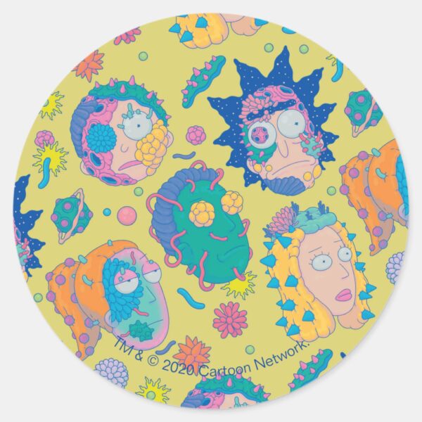 RICK_AND_MORTY™___Infected_Smith_Family_Pattern_Classic_Round_Sticker_1 RICK AND MORTY™ Infected Smith Family Pattern Classic Round Sticker