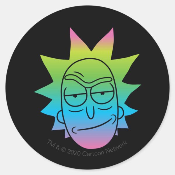 RICK_AND_MORTY™___Rainbow_Rick_Head_pattern_Classic_Round_Sticker_1 RICK AND MORTY™ Rainbow Rick Head Pattern Classic Round Sticker