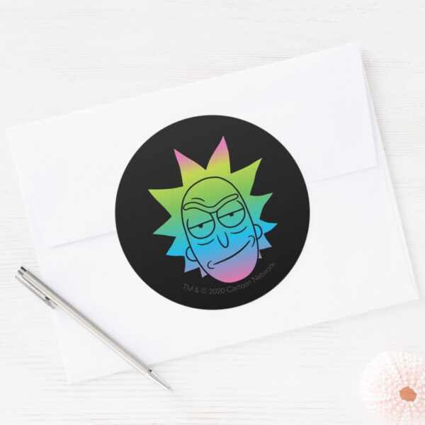 RICK_AND_MORTY™___Rainbow_Rick_Head_pattern_Classic_Round_Sticker_3 RICK AND MORTY™ Rainbow Rick Head Pattern Classic Round Sticker