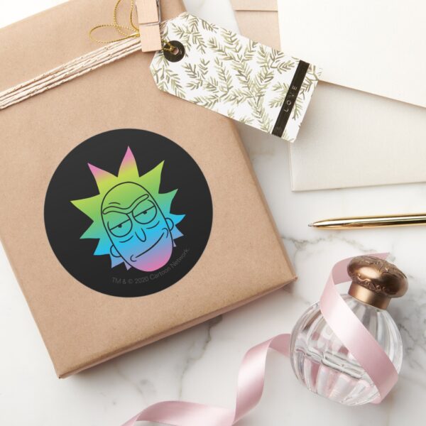 RICK_AND_MORTY™___Rainbow_Rick_Head_pattern_Classic_Round_Sticker_5 RICK AND MORTY™ Rainbow Rick Head Pattern Classic Round Sticker