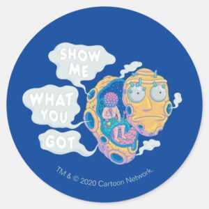 RICK_AND_MORTY™___SHOW_ME_WHAT_YOU_GOT_CLASSIC_ROUND_STICKER_1 RICK AND MORTY™ SHOW ME WHAT YOU GOT CLASSIC ROUND STICKER