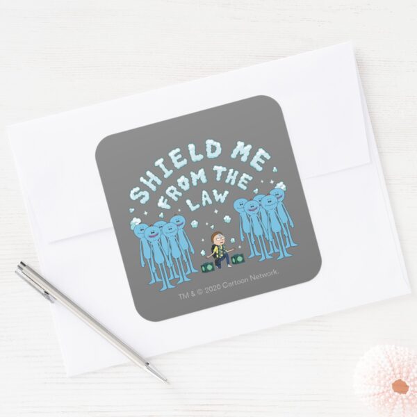 RICK_AND_MORTY™___Shield_Me_From_The_Law_Square_Sticker_3 RICK AND MORTY™ Shield Me From The Law Square Sticker