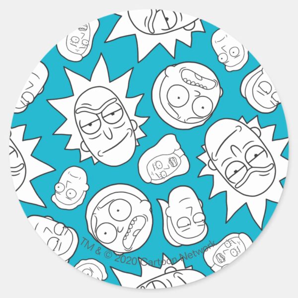 RICK_AND_MORTY™___Smith_Family_Head_Pattern_Classic_Round_Sticker_1 RICK AND MORTY™ Smith Family Head Pattern Classic Round Sticker