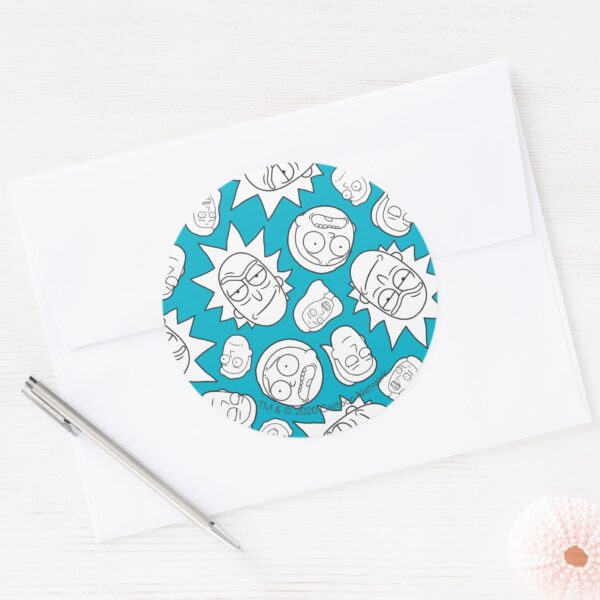 RICK_AND_MORTY™___Smith_Family_Head_Pattern_Classic_Round_Sticker_3 RICK AND MORTY™ Smith Family Head Pattern Classic Round Sticker