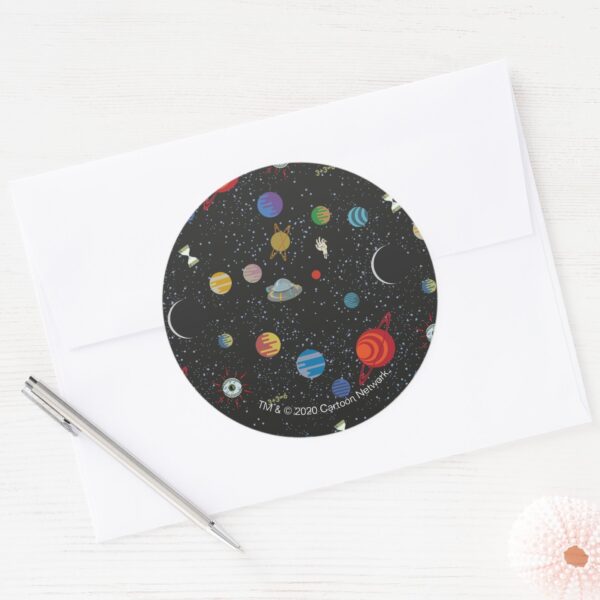 RICK_AND_MORTY™___Space_Pattern_Classic_Round_Sticker_3 RICK AND MORTY™ Space Pattern Classic Round Sticker