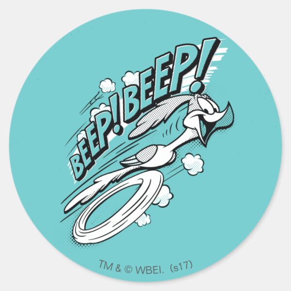 ROAD_RUNNER™_BEEP_BEEP!™_Halftone_Classic_Round_Sticker_1 ROAD RUNNER™ BEEP BEEP™ Halftone Classic Round Sticker