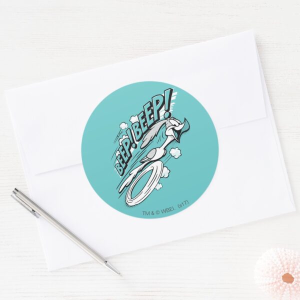 ROAD_RUNNER™_BEEP_BEEP!™_Halftone_Classic_Round_Sticker_3 ROAD RUNNER™ BEEP BEEP™ Halftone Classic Round Sticker