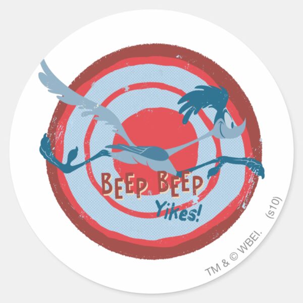 ROAD_RUNNER™_BEEP_BEEP!™_Yikes!_Classic_Round_Sticker_1 ROAD RUNNER™ BEEP BEEP™ Yikes Classic Round Sticker