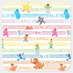 Rainbow_Color_Sesame_Pals_Pattern_Square_Sticker_1 Rainbow Color Sesame Pals Pattern Square Sticker