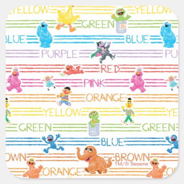 Rainbow Color Sesame Pals Pattern Square Sticker