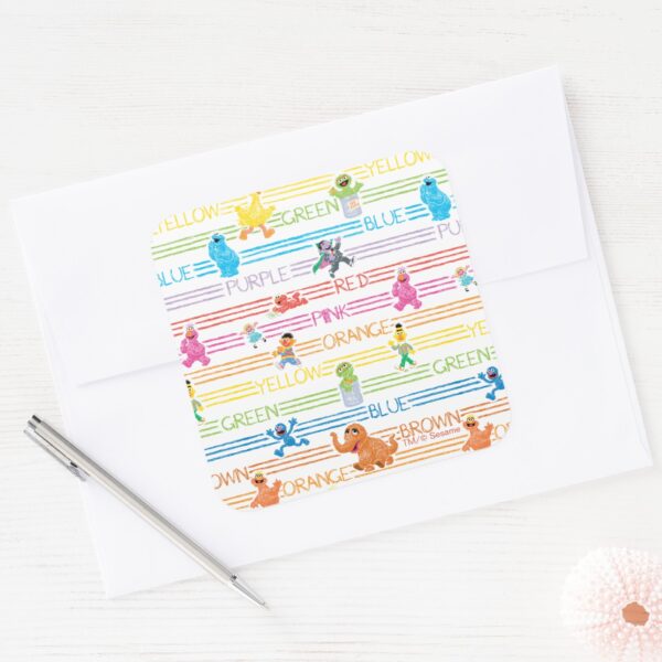 Rainbow Color Sesame Pals Pattern Square Sticker