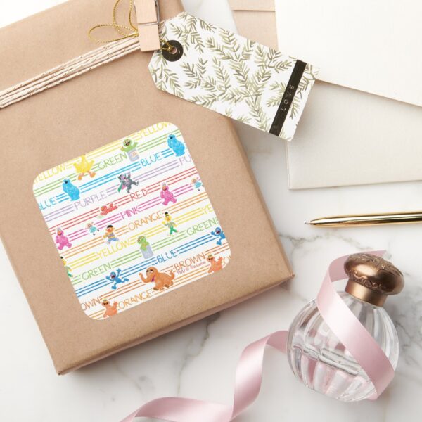 Rainbow Color Sesame Pals Pattern Square Sticker