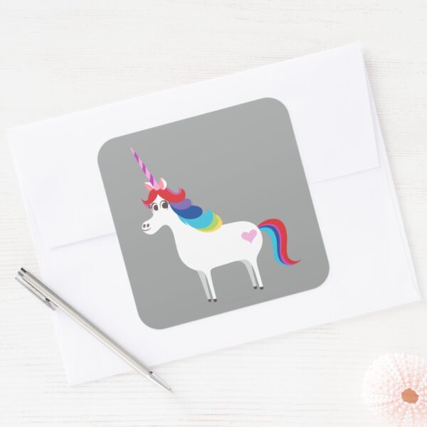 Rainbow_Unicorn_Square_Sticker_3 Rainbow Unicorn Square Sticker