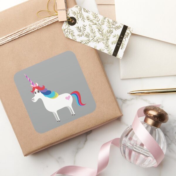 Rainbow_Unicorn_Square_Sticker_5 Rainbow Unicorn Square Sticker