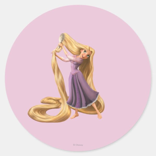 Rapunzel_Brushing_Hair_2_Classic_Round_Sticker_1 Rapunzel Brushing Hair 2 Classic Round Sticker