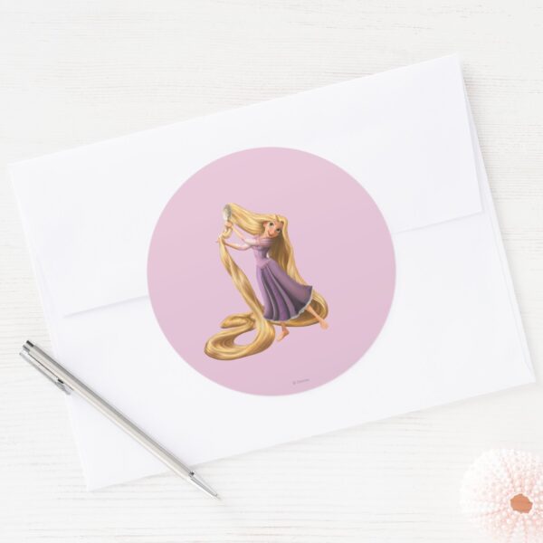 Rapunzel_Brushing_Hair_2_Classic_Round_Sticker_3 Rapunzel Brushing Hair 2 Classic Round Sticker