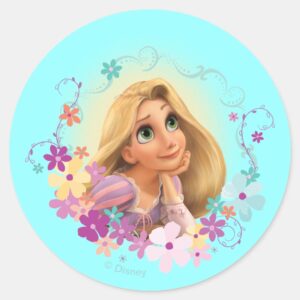 Rapunzel Flower Frame Classic Round Sticker