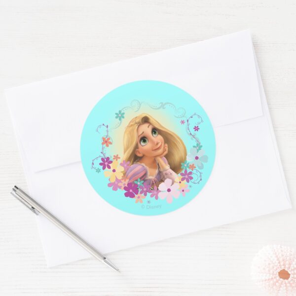 Rapunzel_Flower_Frame_Classic_Round_Sticker_3 Rapunzel Flower Frame Classic Round Sticker