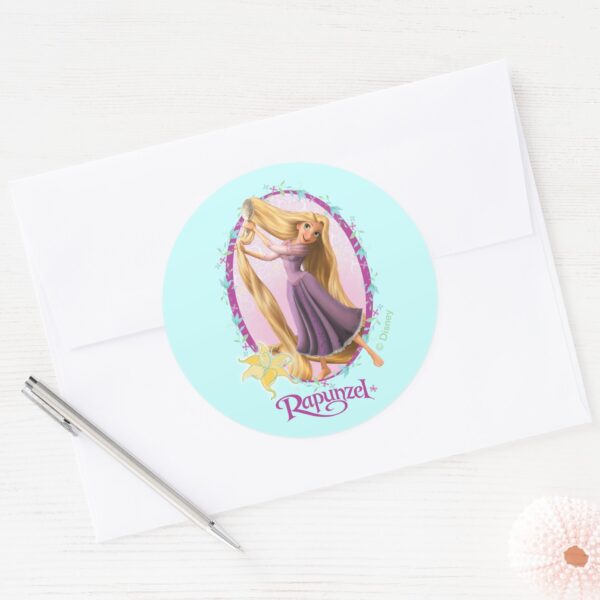 Rapunzel_Frame_Classic_Round_Sticker_3 Rapunzel Frame Classic Round Sticker