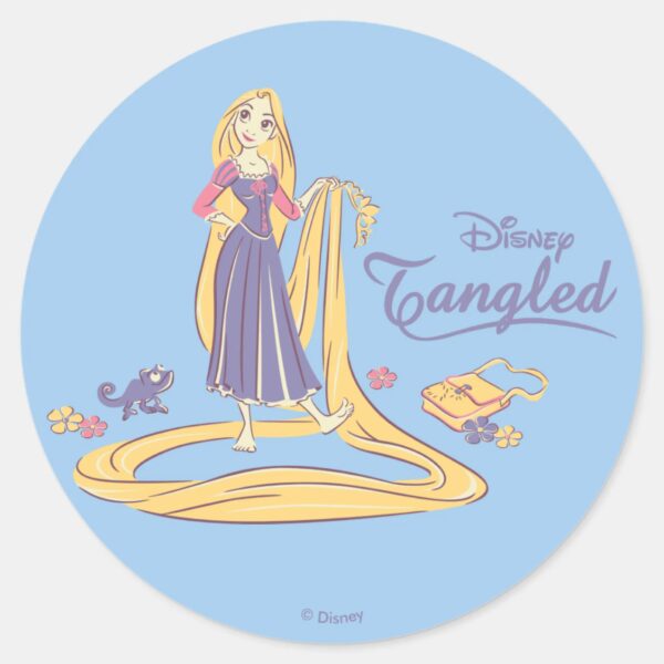 Rapunzel_&_Pascal_Purple_Pastels_Classic_Round_Sticker_1 Rapunzel Pascal Purple Pastels Classic Round Sticker