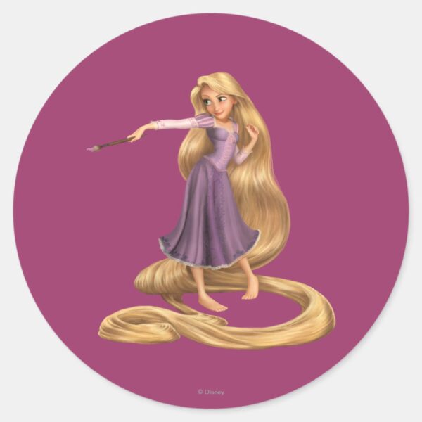 Rapunzel_with_Paintbrush_2_Classic_Round_Sticker_1 Rapunzel With Paintbrush 2 Classic Round Sticker