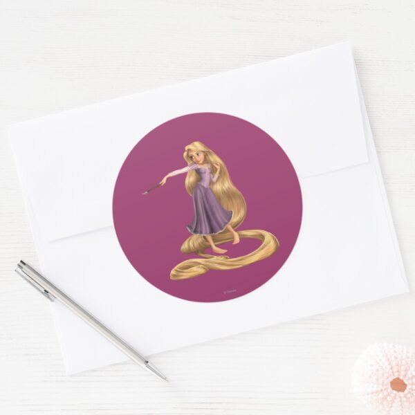 Rapunzel_with_Paintbrush_2_Classic_Round_Sticker_3 Rapunzel With Paintbrush 2 Classic Round Sticker