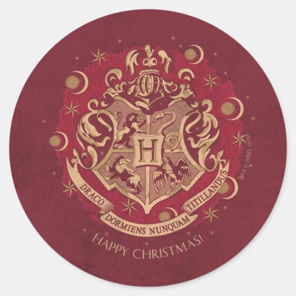 Red_HOGWARTS™_Crest_Holiday_Wreath_Classic_Round_Sticker_1 Red HOGWARTS™ Crest Holiday Wreath Classic Round Sticker