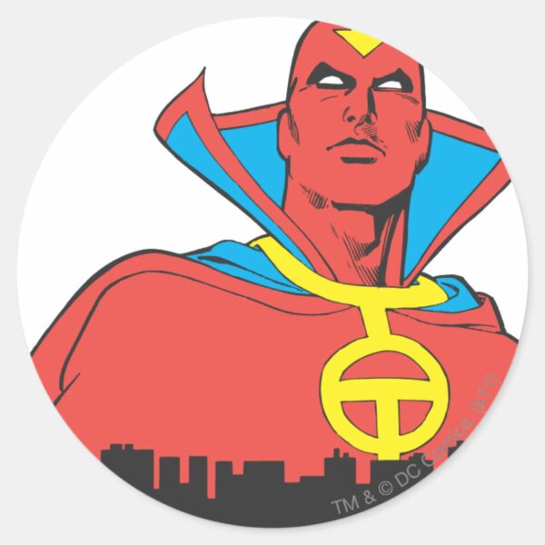 Red_Tornado_Behind_Cityscape_Classic_Round_Sticker_1 Red Tornado Behind Cityscape Classic Round Sticker