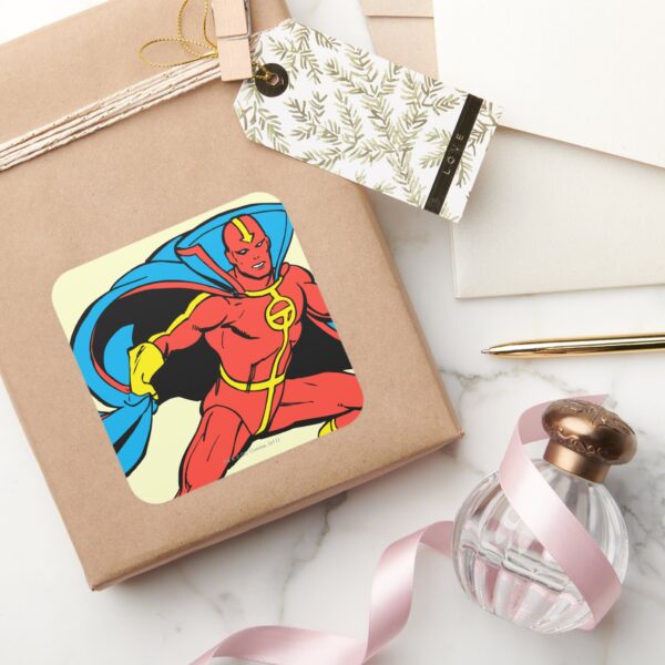 Red_Tornado_Cape_Pose_Square_Sticker_5 Red Tornado Cape Pose Square Sticker
