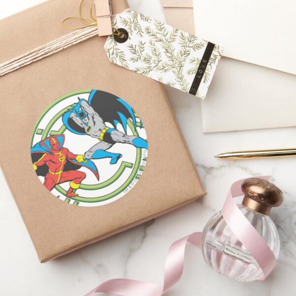 Red_Tornado_+_Batman_Classic_Round_Sticker_5 Red Tornado Batman Classic Round Sticker