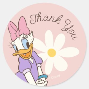 Retro Daisy Duck Daisy Birthday Classic Round Sticker