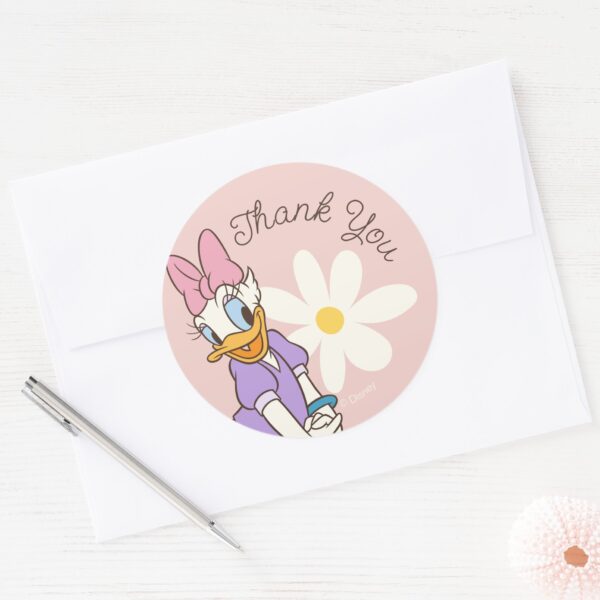 Retro_Daisy_Duck___Daisy_Birthday_Classic_Round_Sticker_4 Retro Daisy Duck Daisy Birthday Classic Round Sticker