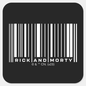 Rick And Morty Bar Code Graphic Square Sticker