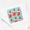 Rick And Morty Christmas Pickle Rick Pattern Square Sticker