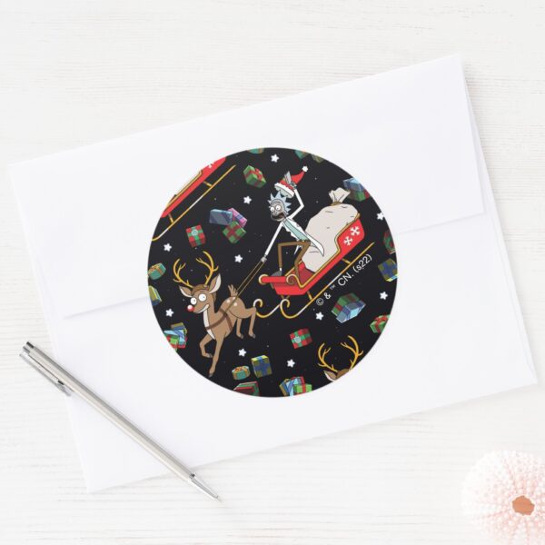 Rick_and_Morty___Christmas_Reindeer_Sleigh_Pattern_Classic_Round_Sticker_3 Rick And Morty Christmas Reindeer Sleigh Pattern Classic Round Sticker