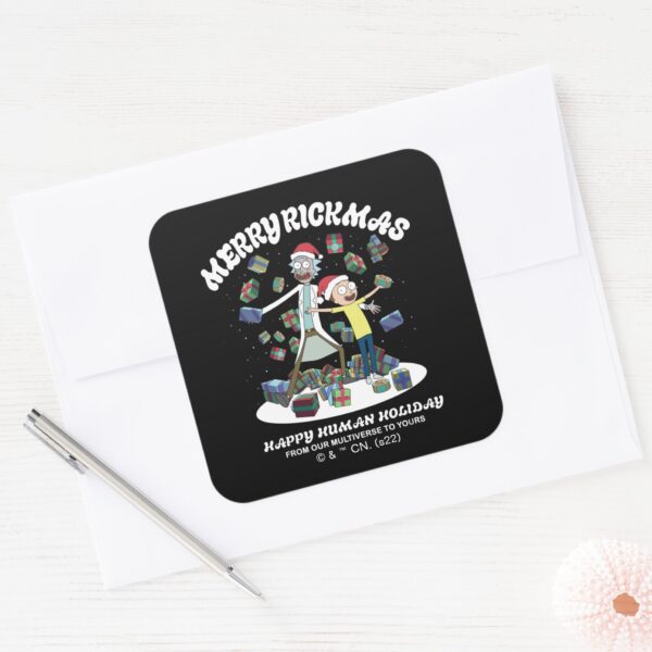 Rick_and_Morty___Merry_Rickmas_Presents_Square_Sticker_3 Rick And Morty Merry Rickmas Presents Square Sticker