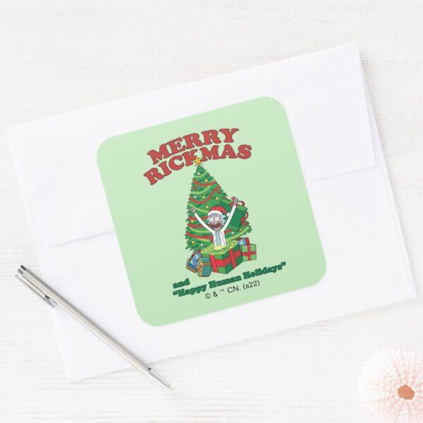 Rick_and_Morty___Portal_Rick_Merry_Rickmas_Square_Sticker_3 Rick And Morty Portal Rick Merry Rickmas Square Sticker