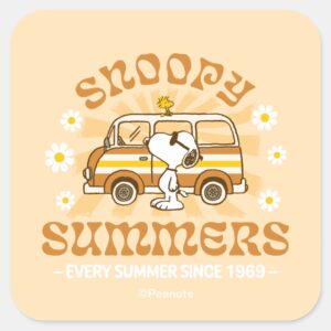 Road Trippin Peanuts Snoopy Summers Square Sticker