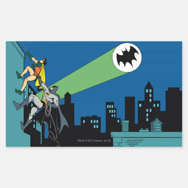 Robin_And_Batman_Climb_Rectangular_Sticker_1 Robin And Batman Climb Rectangular Sticker